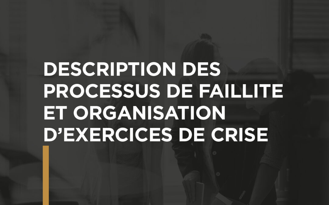 Description des processus de faillite et organisation d’exercices de crise